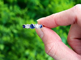 Sapphire & Diamond Five Stone Ring Outside