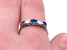 Sapphire & Diamond Five Stone Ring Wearing