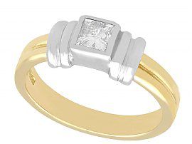 0.32ct Diamond and 18ct Yellow Gold Solitaire Ring - Art Deco Style - Contemporary 1997
