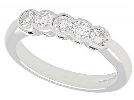 Bezel Set Diamond Ring White Gold with Five Stones