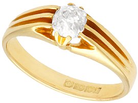 0.70ct Diamond and 18ct Yellow Gold Solitaire Ring - Antique 1914