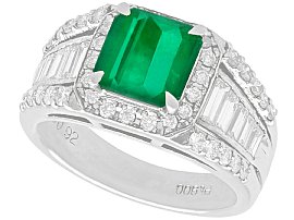 1.93 ct Emerald and 0.92 ct Diamond, Platinum Dress Ring - Contemporary Circa 2000