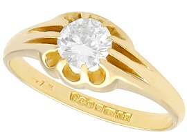 0.73ct Diamond, 18ct Yellow Gold Solitaire Ring - Antique Circa 1910 and Vintage 1960