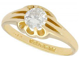 0.73 ct Diamond, 18 ct Yellow Gold Solitaire Ring - Antique Circa 1910 and Vintage 1960