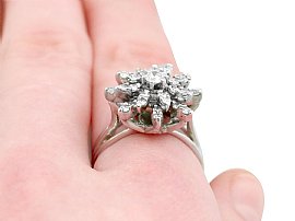 Vintage Diamond Cluster Ring Wearing