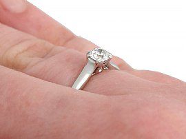 Diamond Solitaire Ring in Platinum Wearing Hand