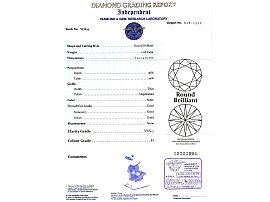 Platinum Solitaire Engagement Ring Certificate 