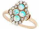 0.22 ct Opal and 0.30 ct Diamond,  14 ct Yellow Gold Dress Ring - Antique Circa 1910