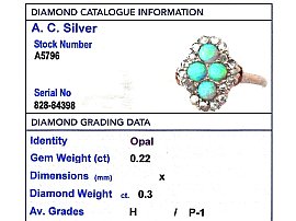 Opal Cocktail Ring Grading Card 