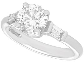 1.05 ct Diamond and Platinum Solitaire Ring - Art Deco Style - Contemporary