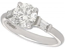 1.05 ct Diamond and Platinum Solitaire Ring - Art Deco Style - Contemporary