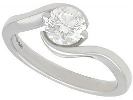 0.99 ct Diamond and Platinum Solitaire Ring - Contemporary