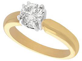 1.02ct Diamond and 18ct Yellow Gold Solitaire Ring - Contemporary
