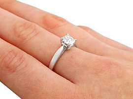 Cushion Cut Diamond Solitaire Ring Wearing 