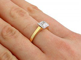 Princess Cut Solitaire Ring Finger Wearing