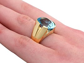 wearing blue topaz vintage ring