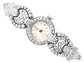 2.92ct Diamond Cocktail Watch in Platinum and 9ct White Gold - Vintage Circa 1950 and 1960