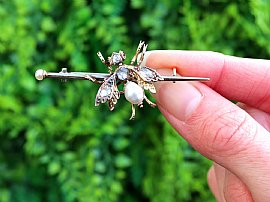 Antique Pearl Insect Brooch Outside