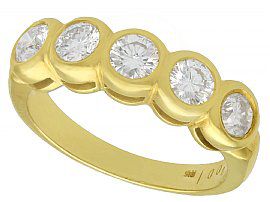 1.25 ct Diamond Five Stone 14 ct Yellow Gold Dress Ring -  Vintage Circa 1990