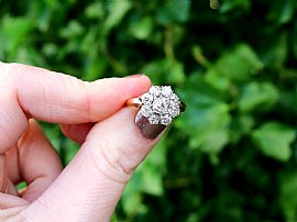 Antique Diamond Yellow Gold Flower Cluster Ring 