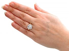 Antique Diamond Flower Cluster Ring Wearing