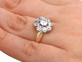 Antique Diamond Flower Cluster Ring Wearing Hand