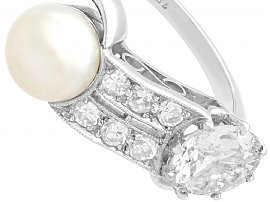 pearl diamond ring in white gold