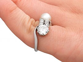 pearl diamond ring in white gold