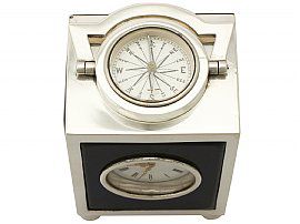 Sterling Silver Travelling Clock/Compass - Antique Victorian