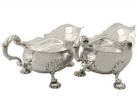 Pair of Sterling Silver Sauceboats - Antique George II