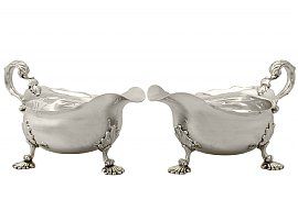 Pair of Sterling Silver Sauceboats - Antique George II