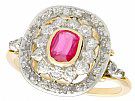 Synthetic Ruby and 0.78 ct Diamond, 18 ct Yellow Gold Dress Ring - Antique Circa 1907