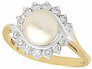 Pearl and 0.33 ct Diamond, 18 ct Yellow Gold Dress Ring - Vintage Circa 1990