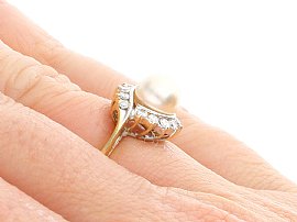 vintage pearl cocktail ring on hand