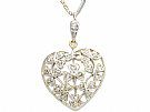 0.70 ct Diamond and 12 ct Yellow Gold Heart Pendant - Antique Victorian