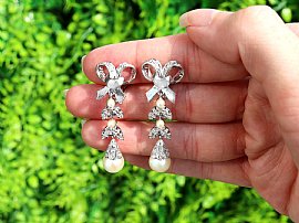 Pearl & Diamond Drop Earrings Outside