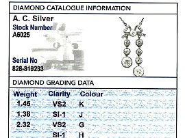 Diamond Bow Necklace Grading Card