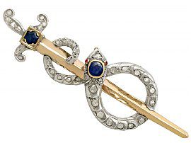 Victorian Sword Brooch with Snake