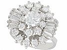 4.10 ct Diamond and 14 ct White Gold Cluster Ring - Vintage Circa 1960