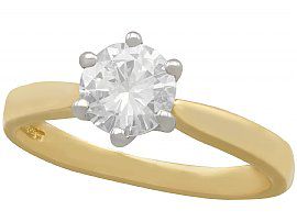 0.91 ct Diamond and 18 ct Yellow Gold Solitaire Ring - Contemporary Circa 2000