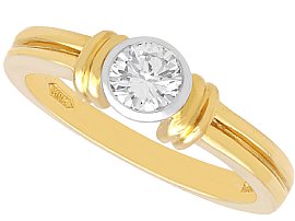 0.39ct Diamond and 18ct Yellow Gold Solitaire Ring - Contemporary 1997
