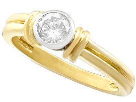 0.39ct Diamond and 18ct Yellow Gold Solitaire Ring - Contemporary 1997