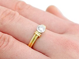 bezel set diamond engagement ring wearing