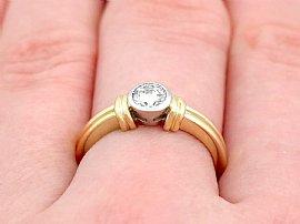 bezel set diamond engagement ring wearing
