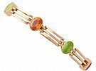 5.19 ct Citrine and 3.72 ct Peridot, 9 ct Yellow Gold Gate Bracelet - Antique 1899