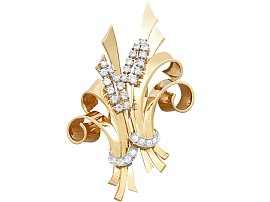 4.32 ct Diamond and 18 ct Yellow Gold Double Clip Brooch - Antique Circa 1930