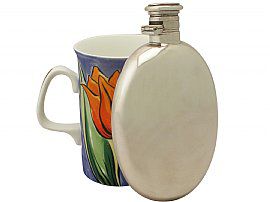 Indian Silver Hip Flask with Leather Case - Antique Circa 1910