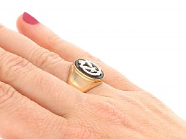 Army Signet Ring on Hand