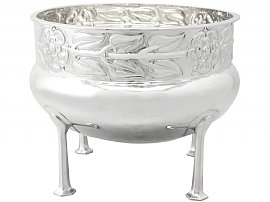 Sterling Silver Jardiniere / Bowl by A E Jones - Arts and Crafts Style - Antique George V
