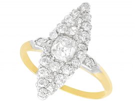 1.57ct Diamond and 14ct Yellow Gold Marquise Ring - Antique Circa 1900